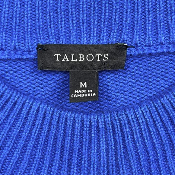 Talbots Blue Cable Knit Fisherman Pullover Sweater Size M - NWOT - Picture 7 of 8